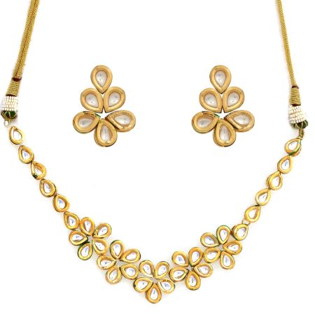 Handmade Floral Kundan Choker Necklace Set